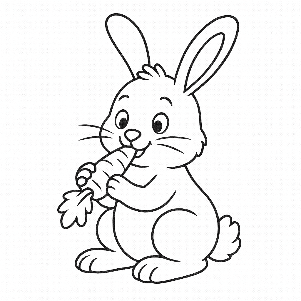 Coniglio che mangia carota da colorare
