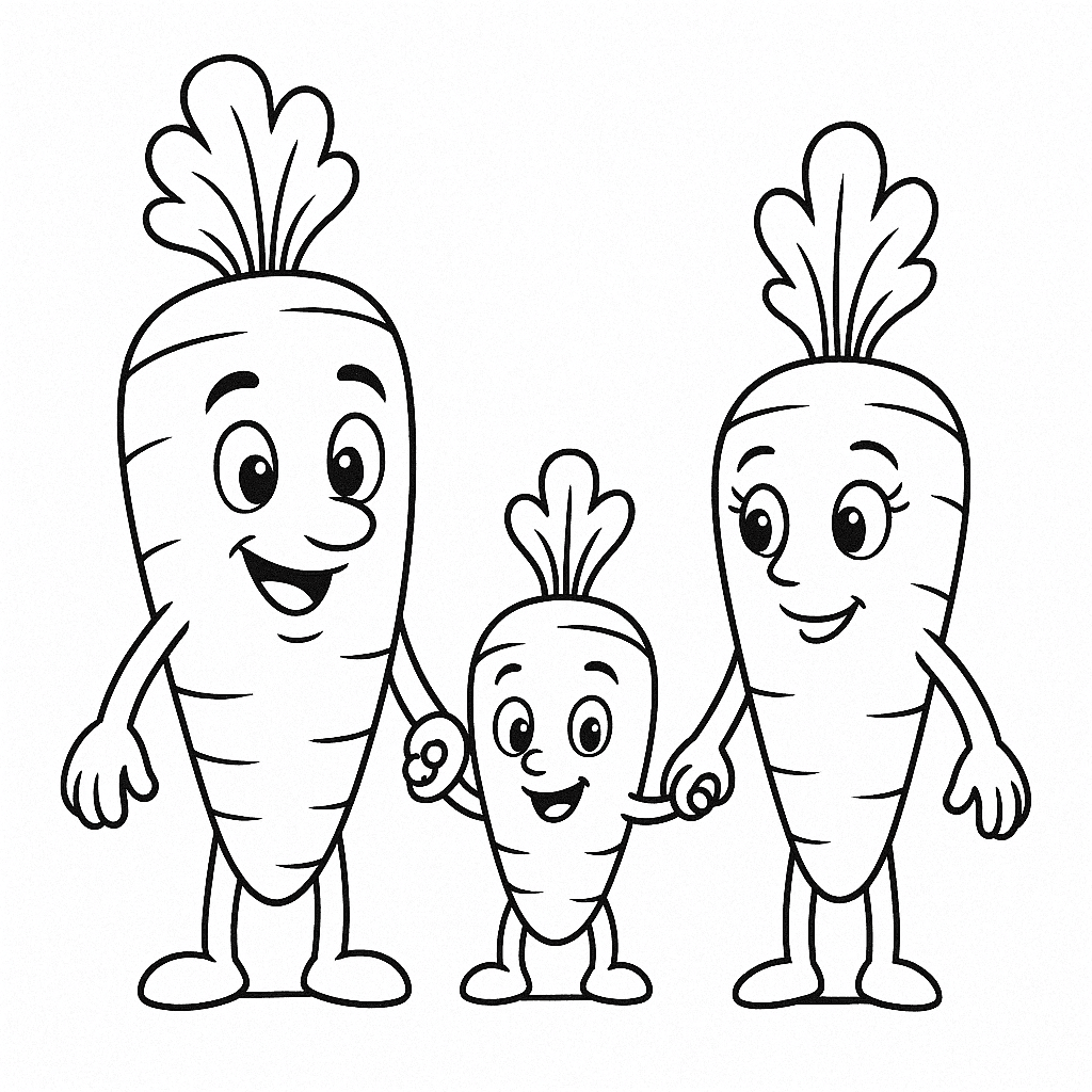 Famiglia di carote da colorare