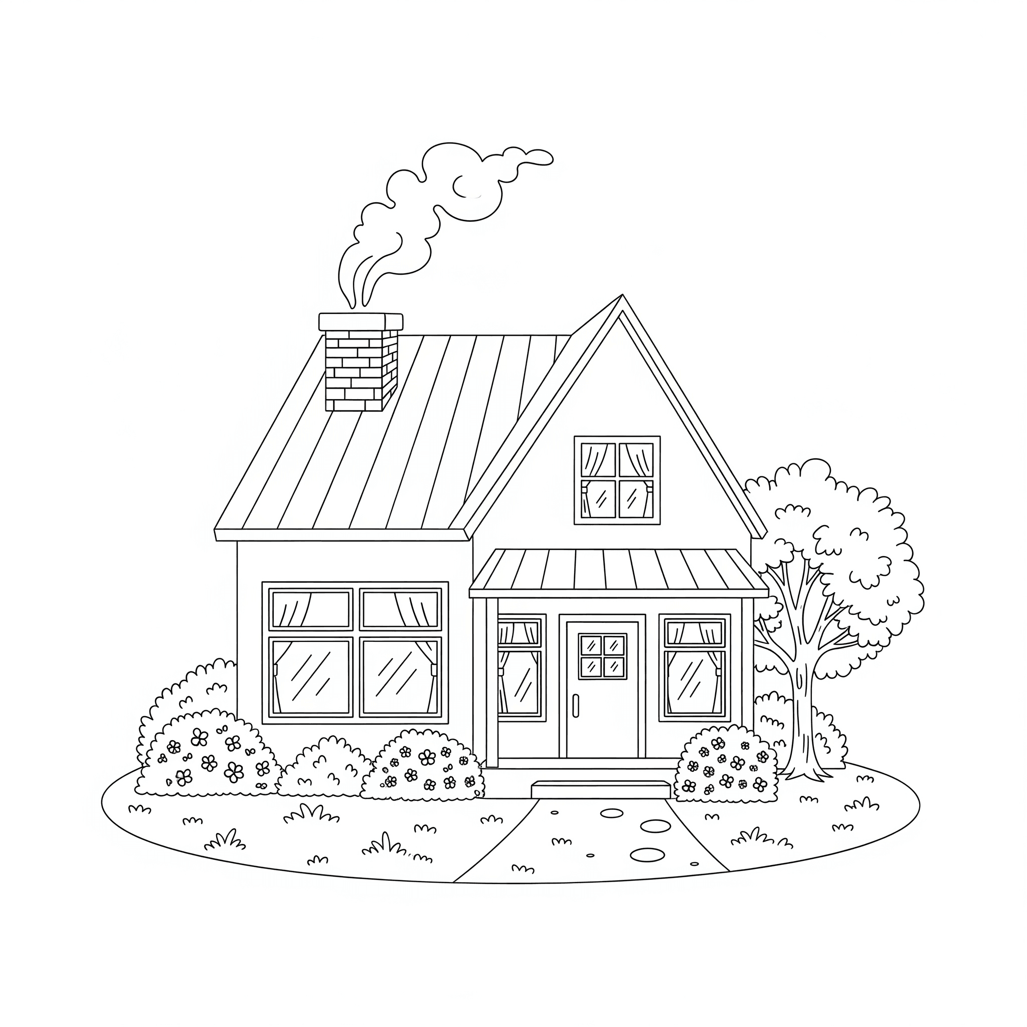 Casa con camino da colorare