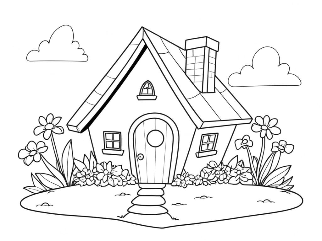 Casa con giardino da colorare