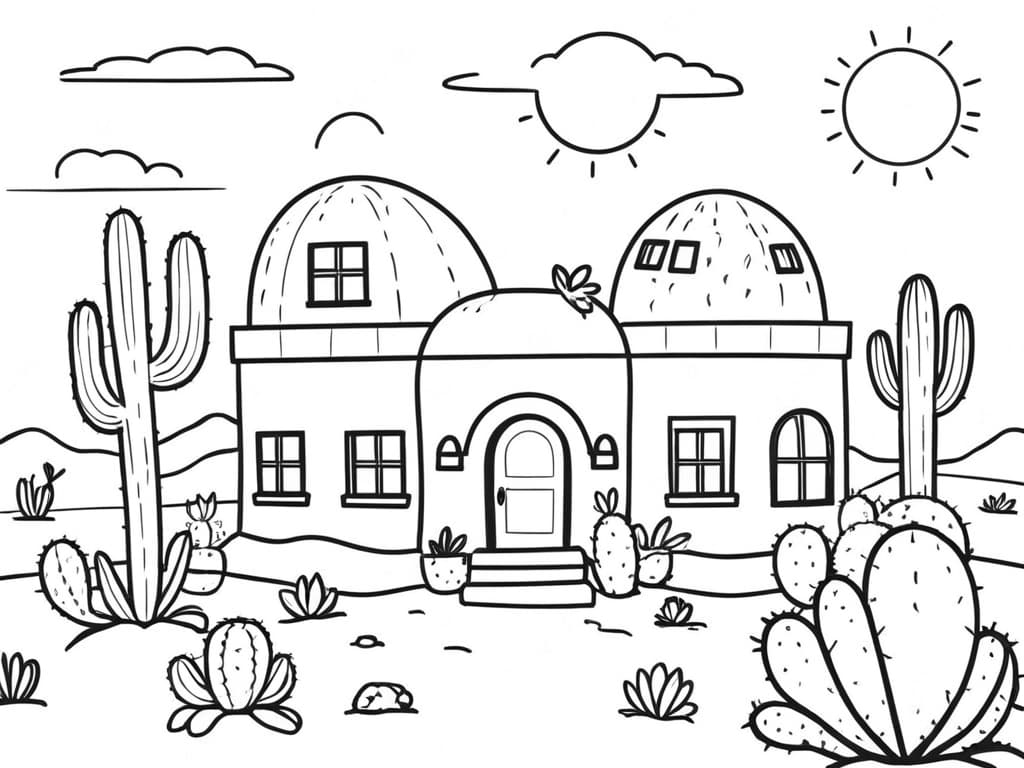 Casa nel deserto da colorare