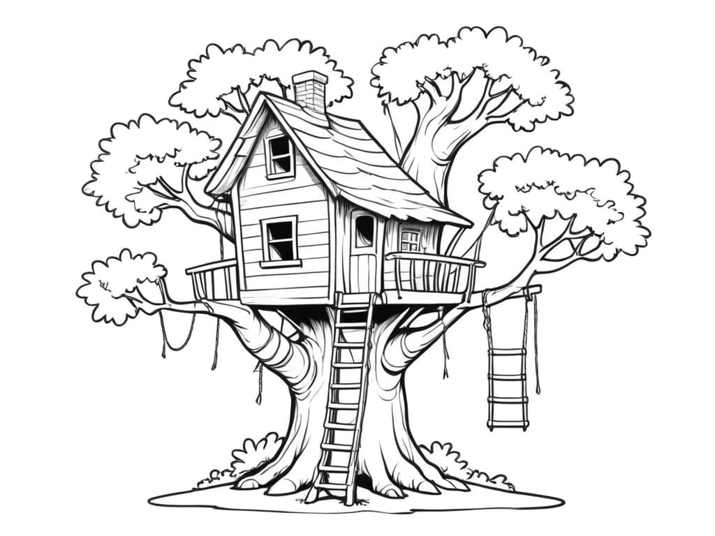 Casa sull'albero da colorare