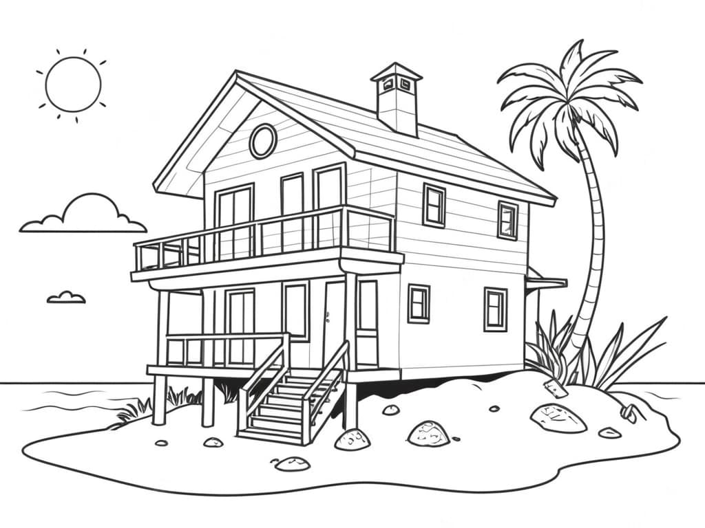 Casa sull'isola da colorare