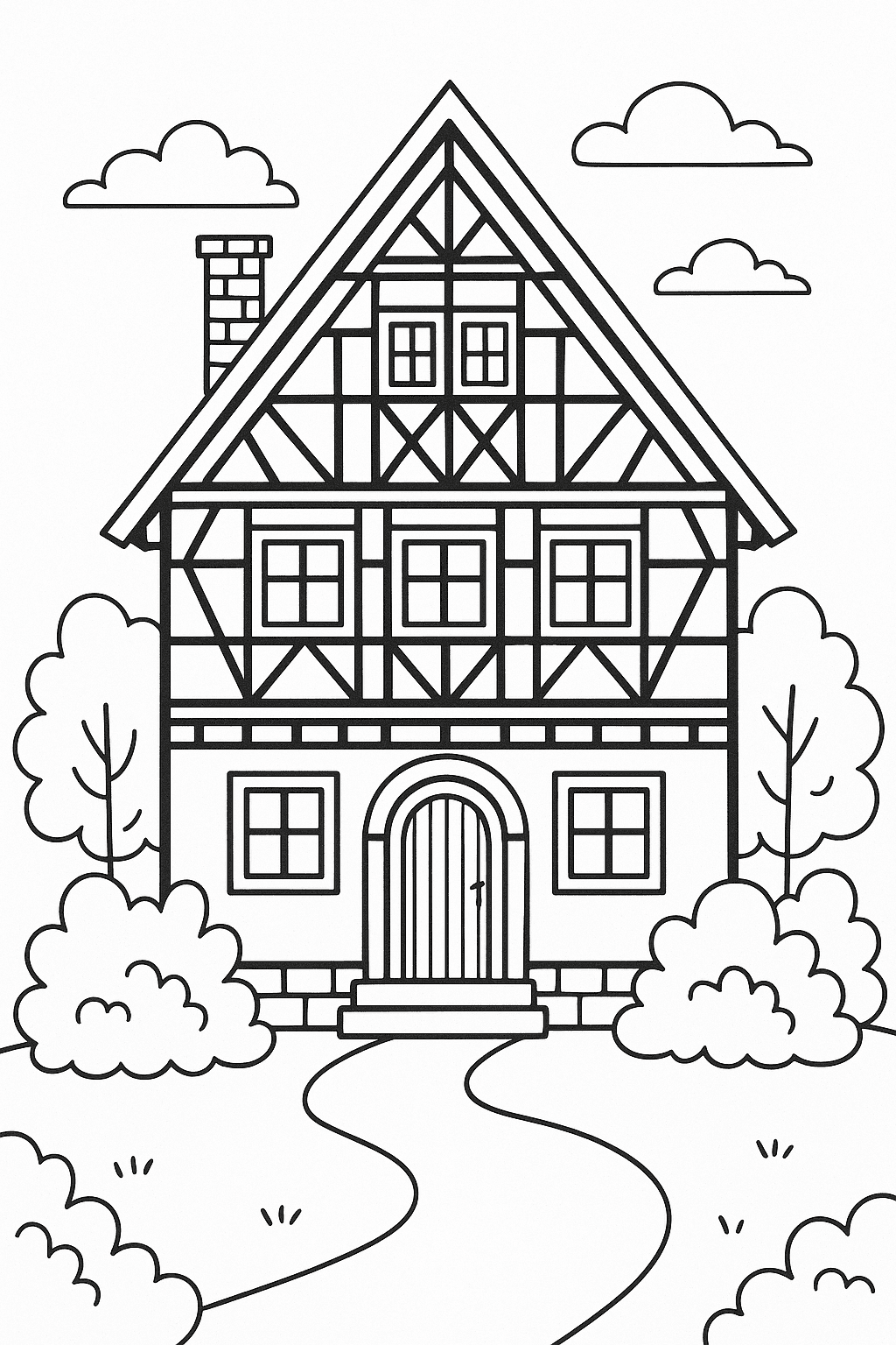 Casa tedesca tipica da colorare