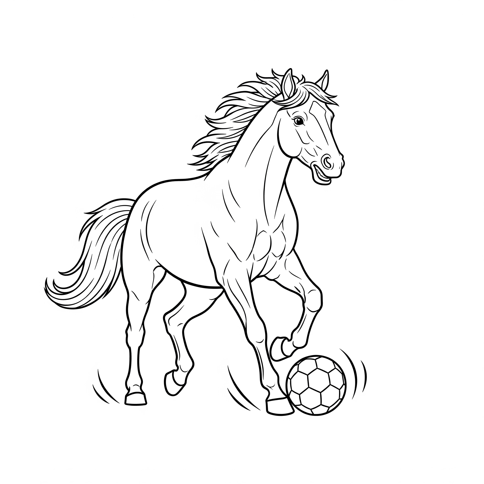 Cavallo che gioca a calcio da colorare