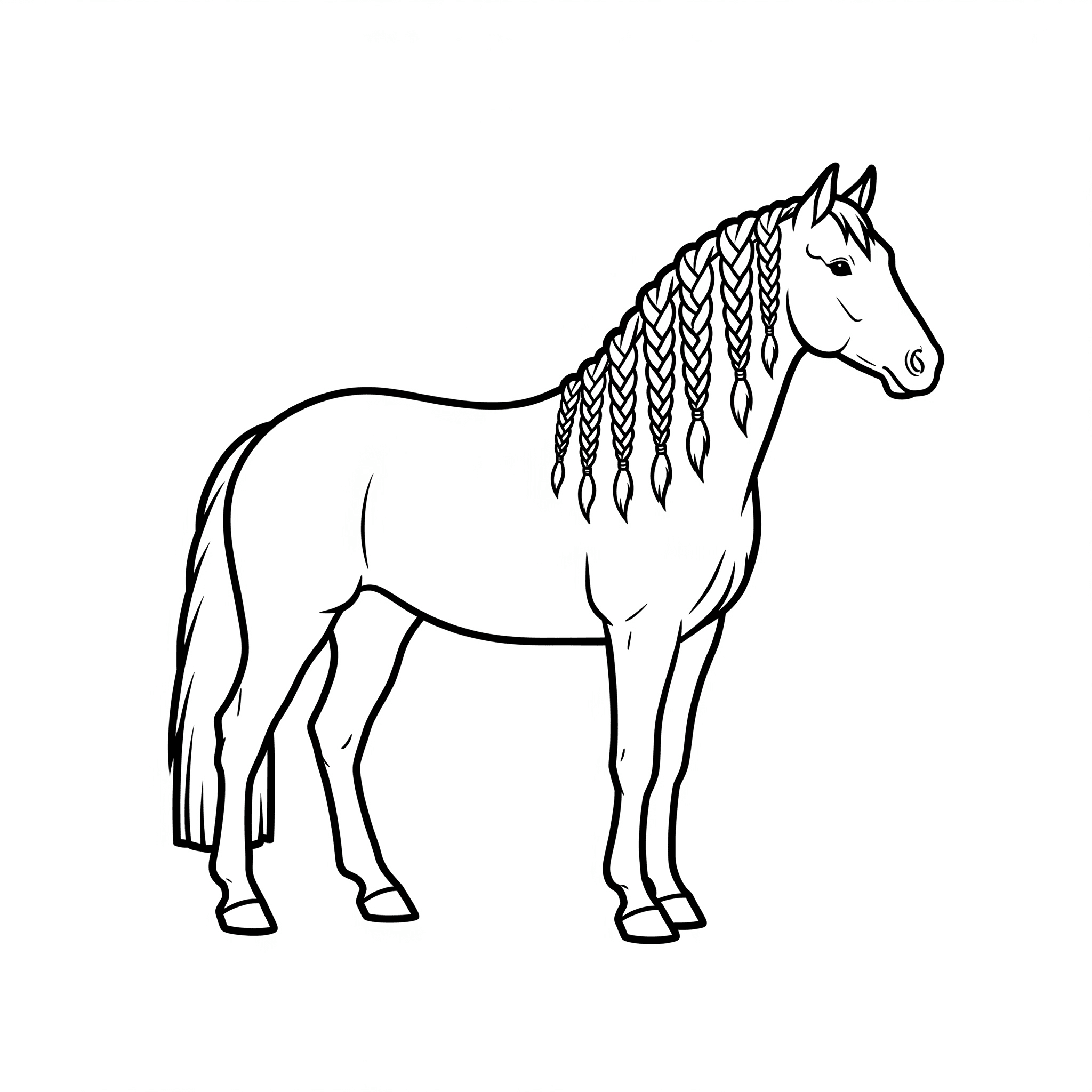 Cavallo con criniera intrecciata da colorare