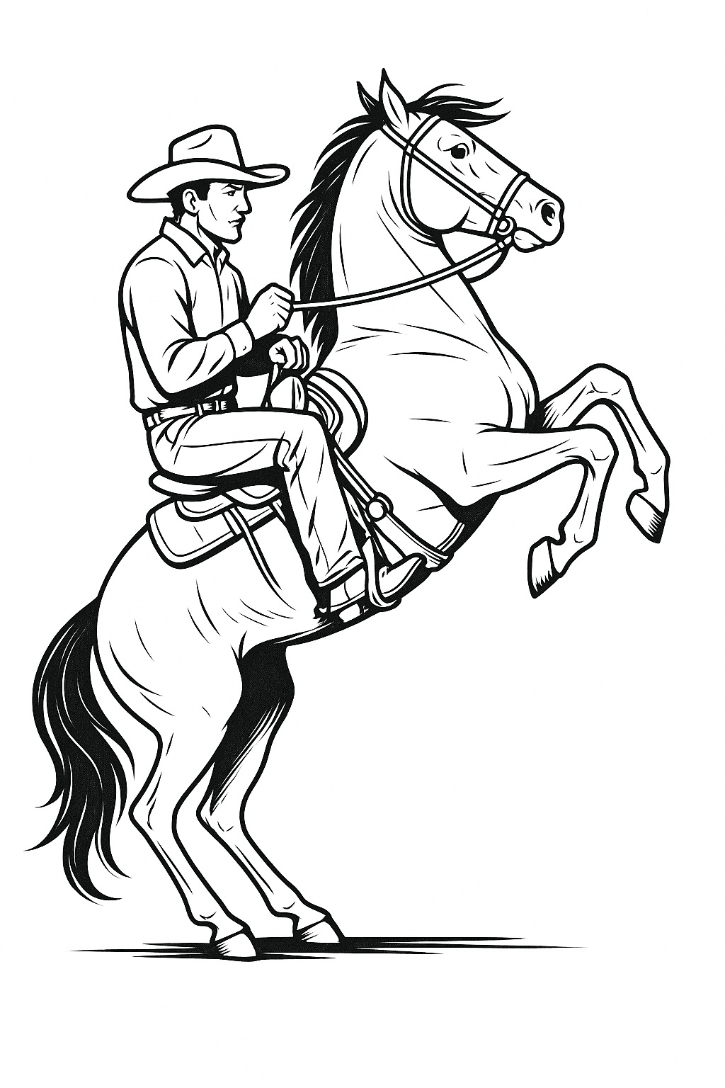 Cavallo e cowboy da colorare