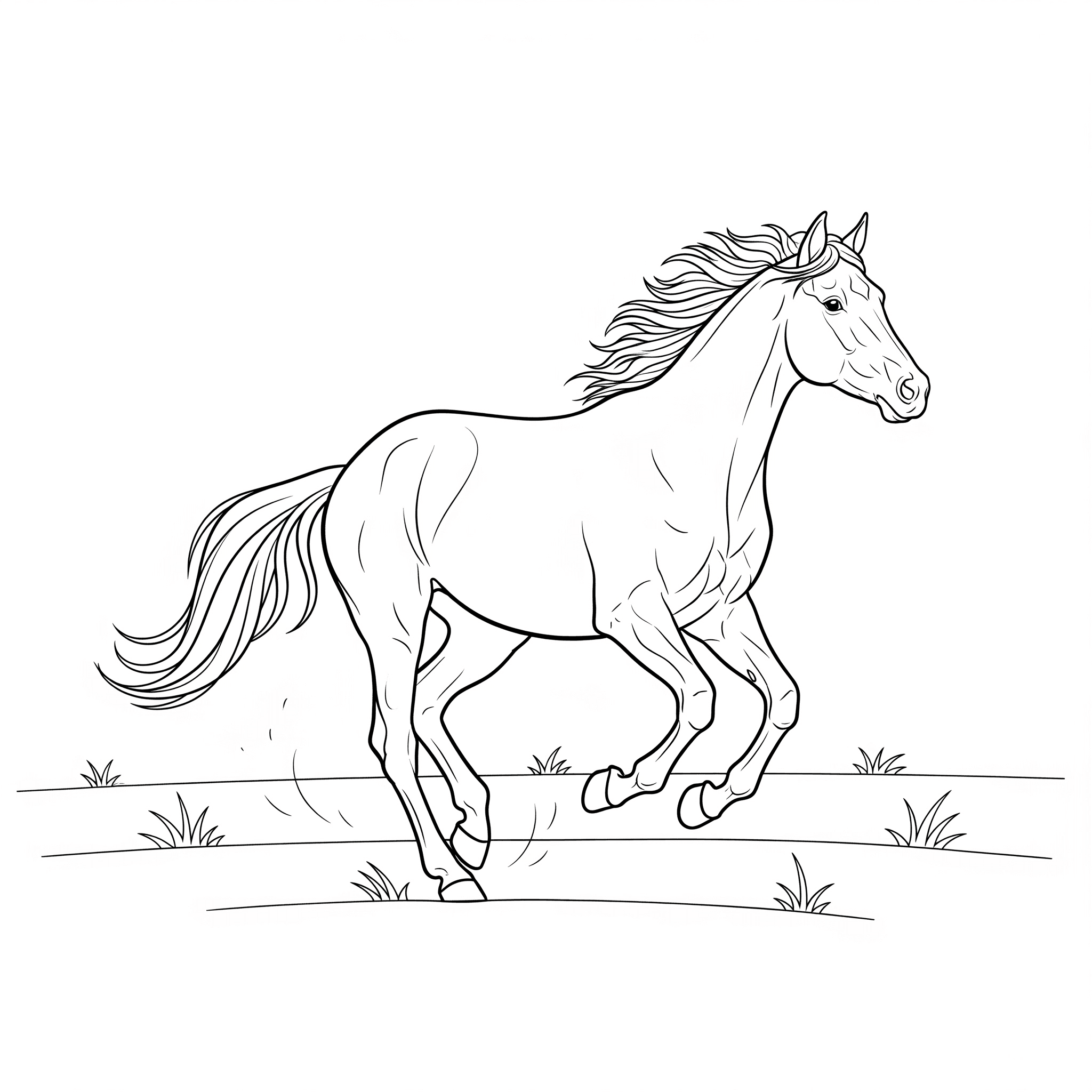 Cavallo nei campi da colorare