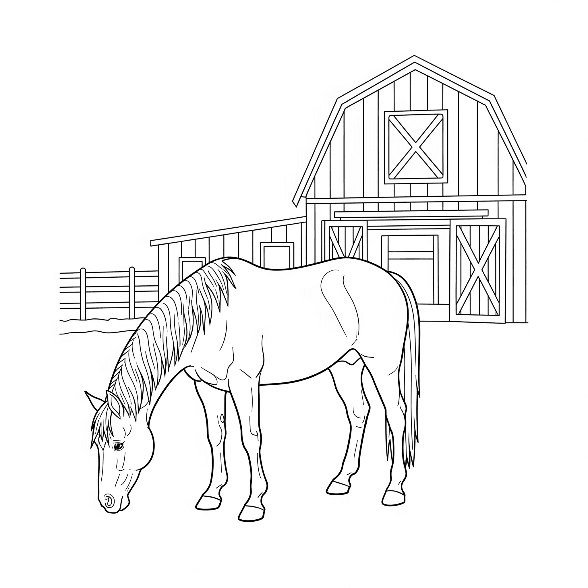 Cavallo nella stalla da colorare