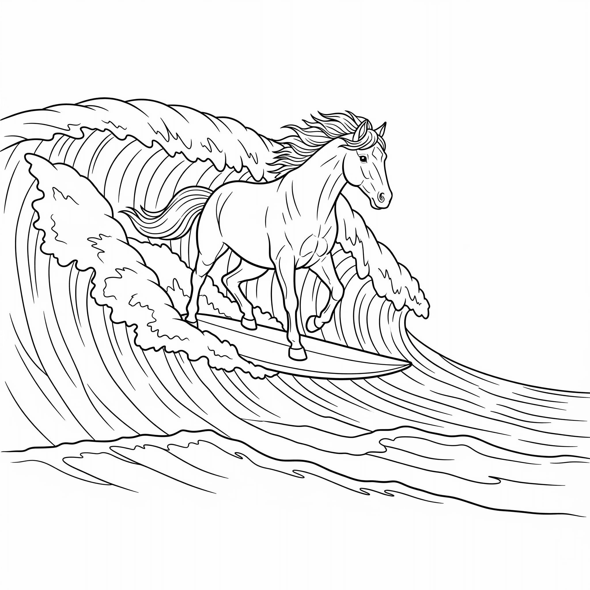 Cavallo surfista da colorare