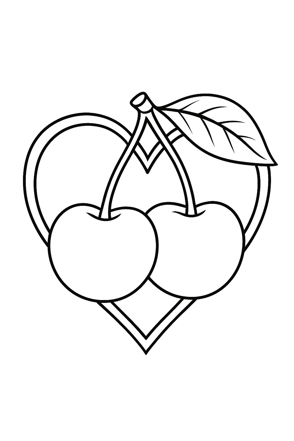 Ciliegie con cuore da colorare