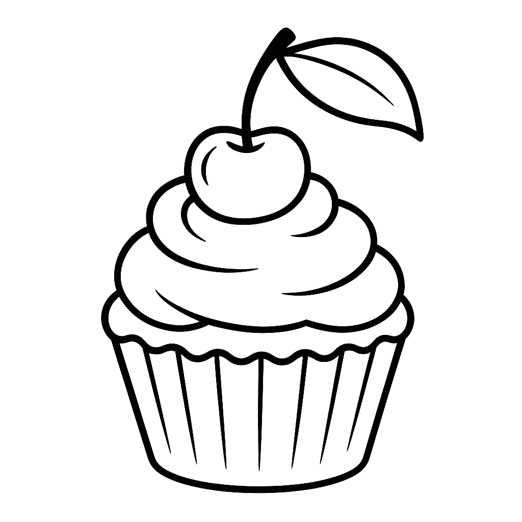 Cupcake alla ciliegia da colorare