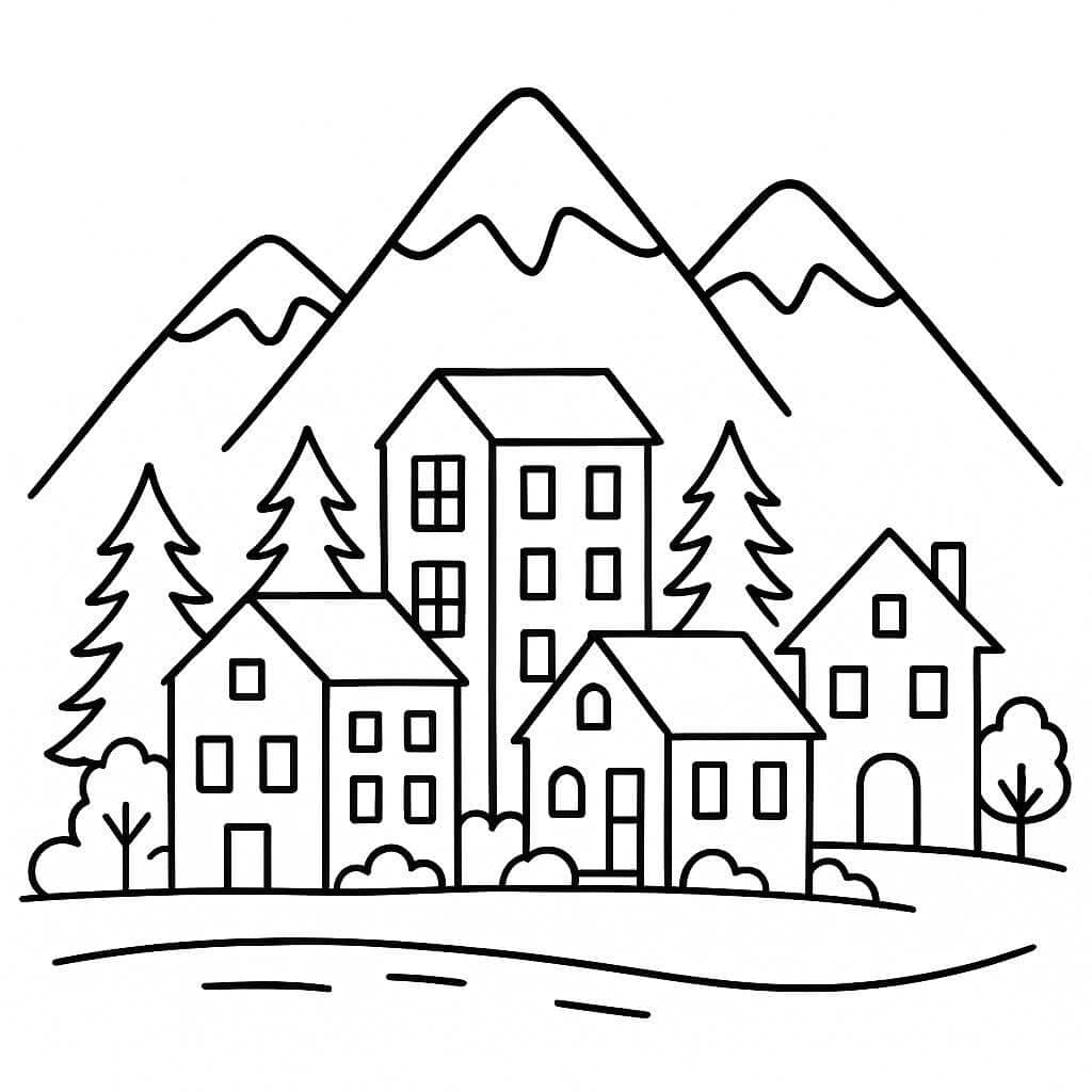 Citta di montagna da colorare