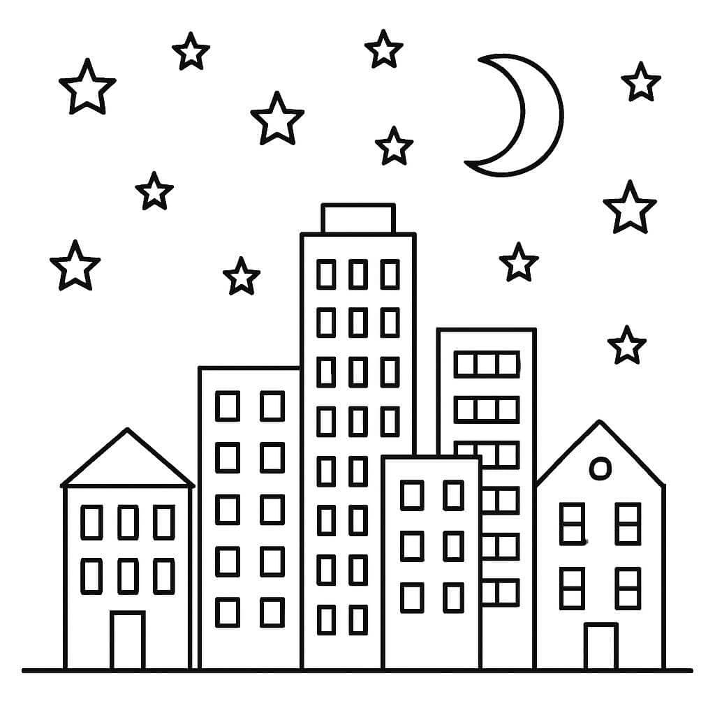 Citta di notte da colorare