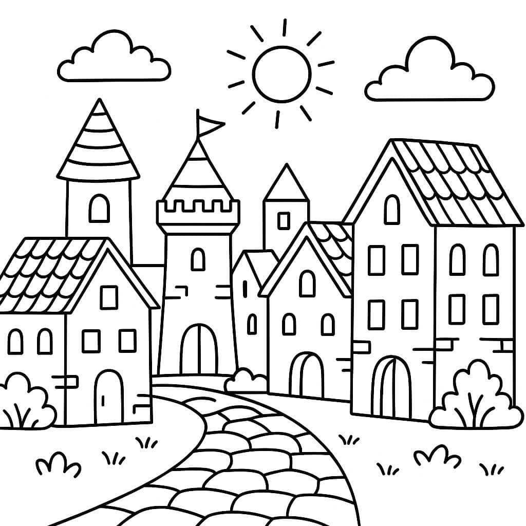 Citta medievale da colorare