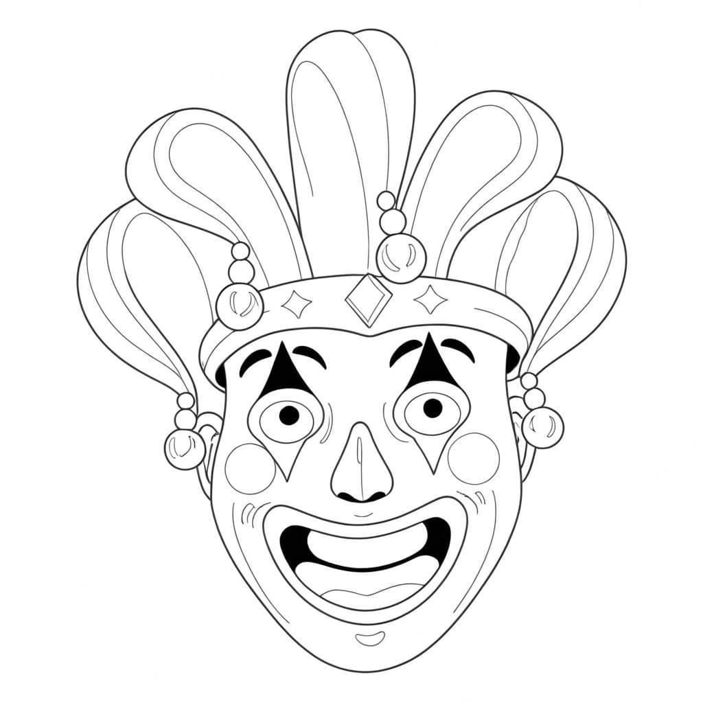 Clown con maschera da colorare