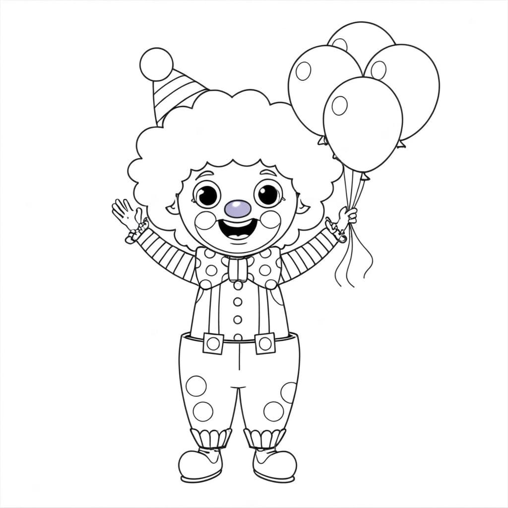 Clown con palloncini da colorare