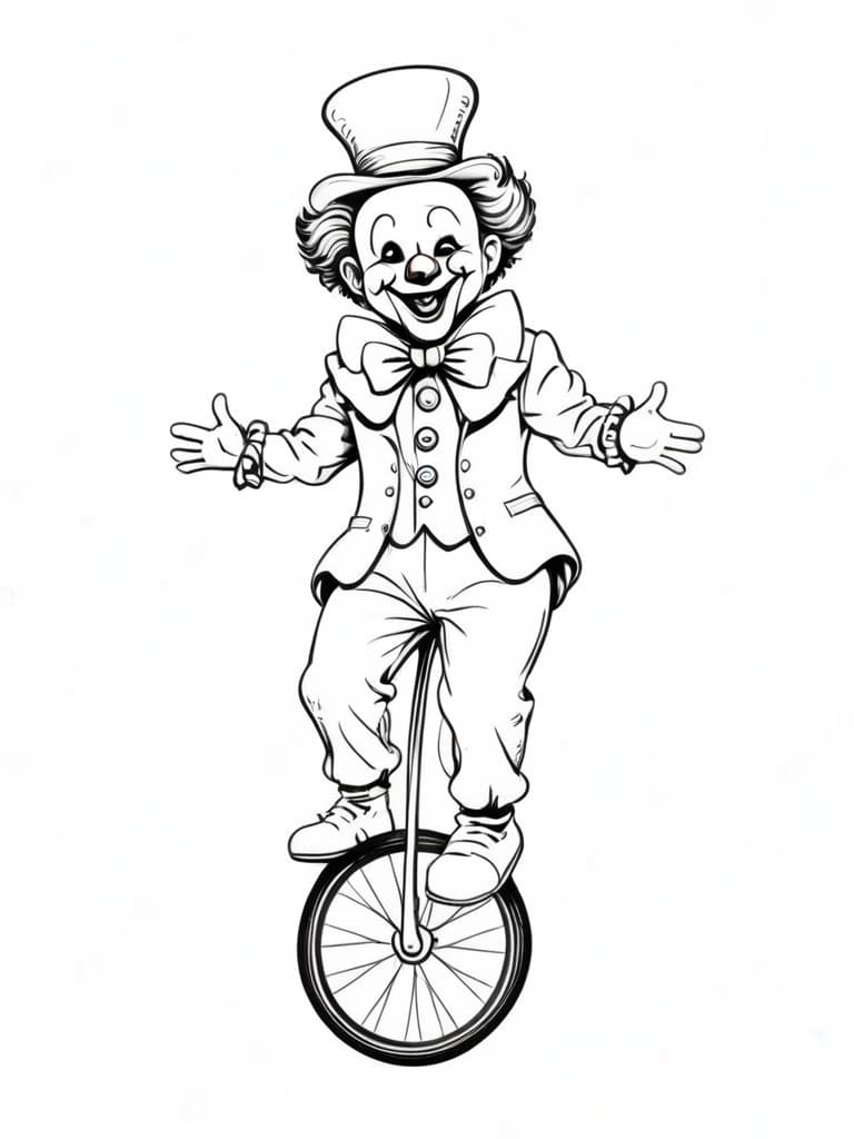 Clown sul monociclo da colorare