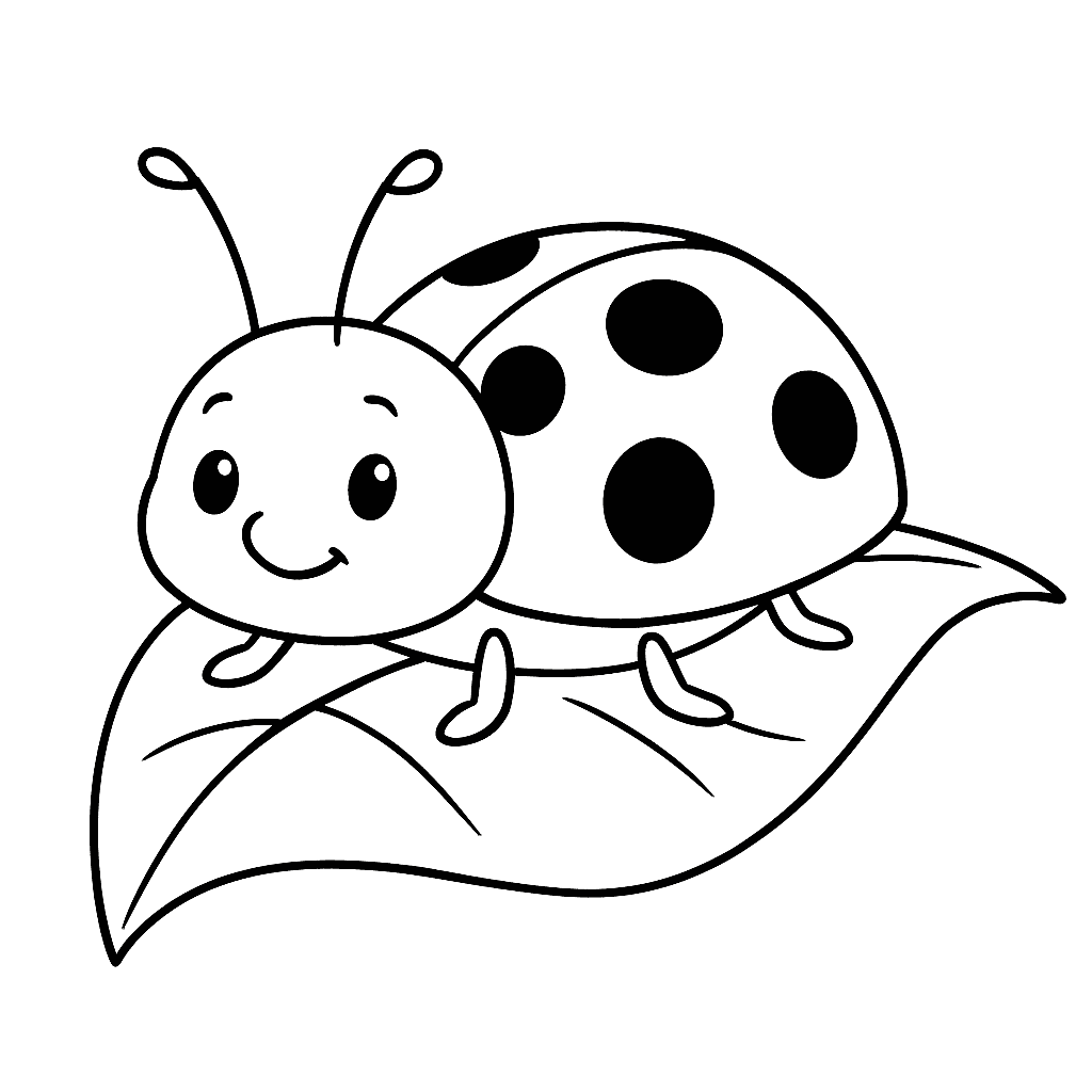 Coccinella sulla foglia da colorare