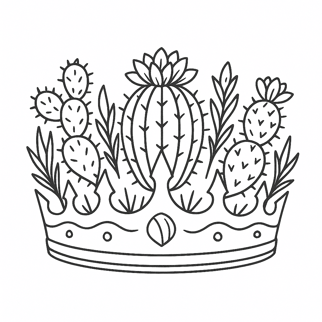 Corona di cactus da colorare