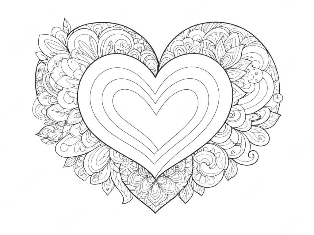 Cuore mosaico floreale da colorare