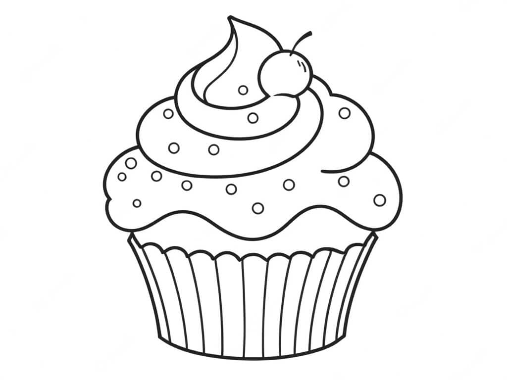 Cupcake alla ciliegia da colorare