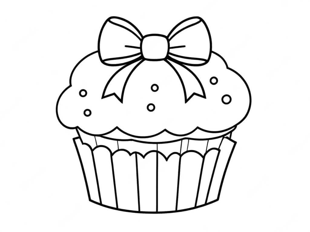 Cupcake con fiocco da colorare