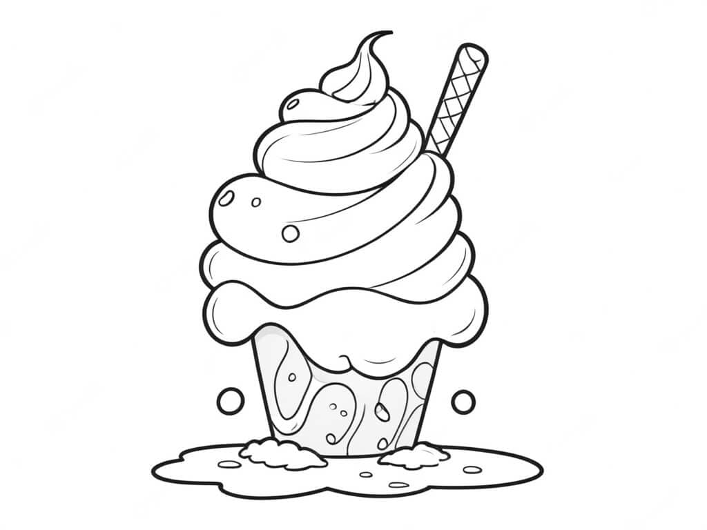 Cupcake con gelato da colorare