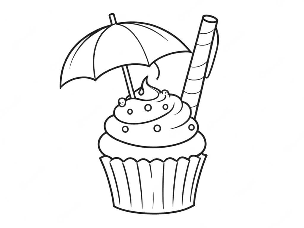 Cupcake con ombrello da colorare