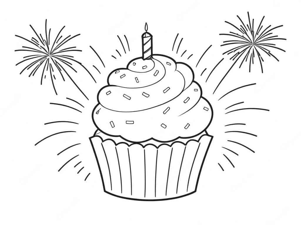 Cupcake di compleanno da colorare
