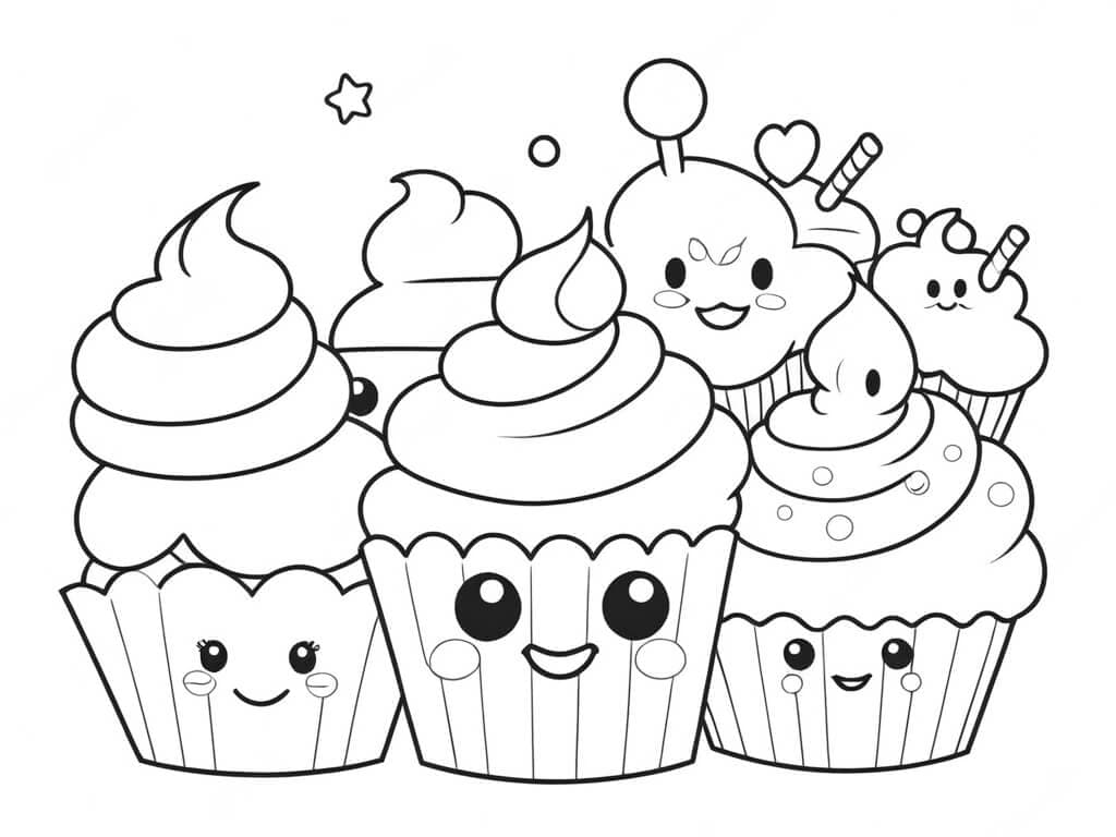 Cupcake felici da colorare