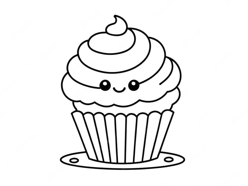 Cupcake semplice (per bambini) da colorare