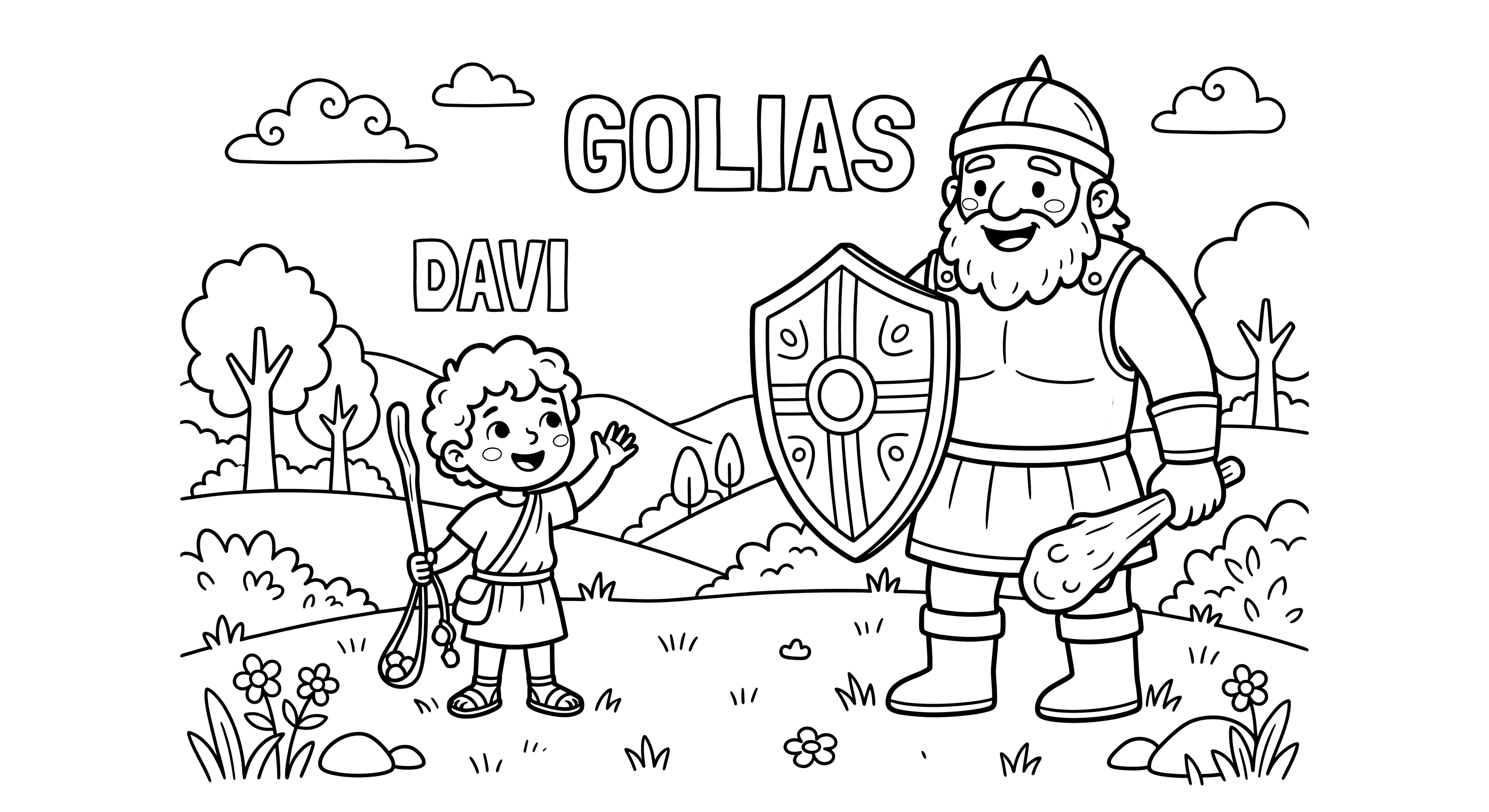 Davide e Golia bambini da colorare