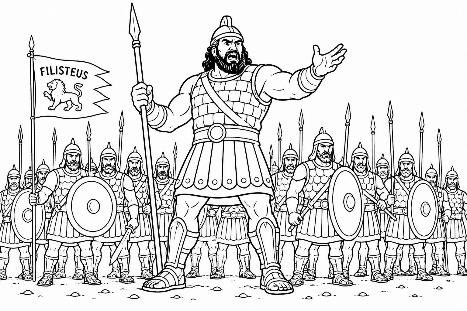 Golia e i Filistei da colorare