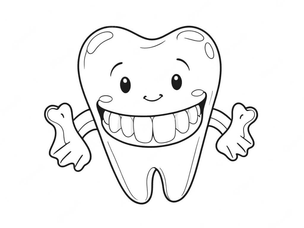 Dente divertente da colorare