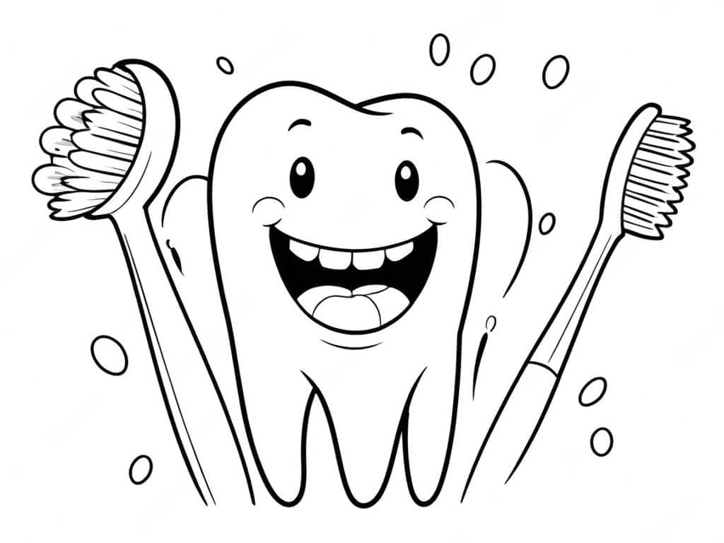 Dente e spazzolino da colorare