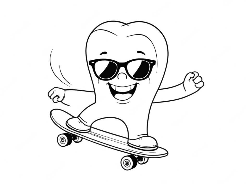 Dente sullo skateboard da colorare