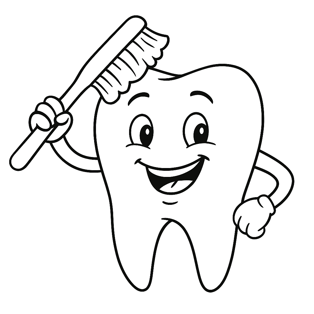Denti che vengono spazzolati da colorare