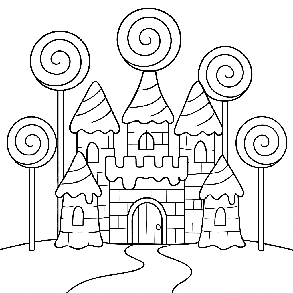 Castello di dolci da colorare