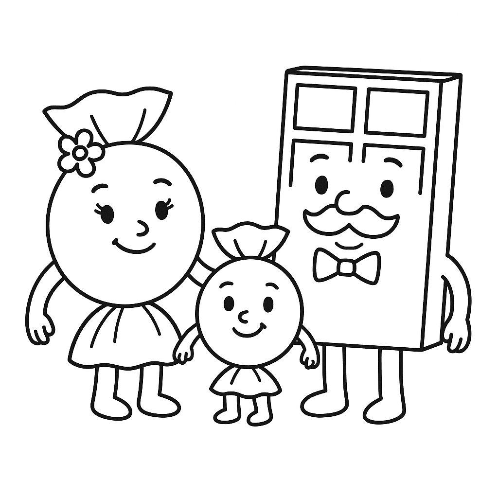 Famiglia di dolci da colorare