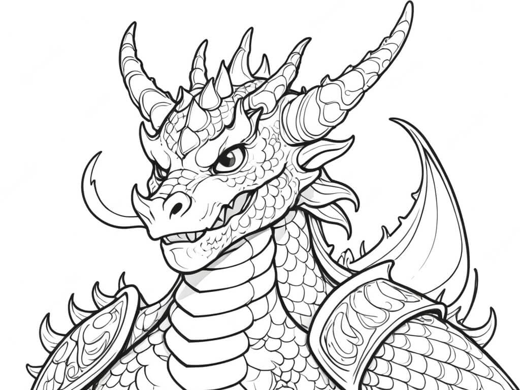 Drago in armatura da colorare