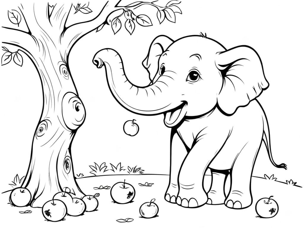 Elefante che cerca frutta da colorare