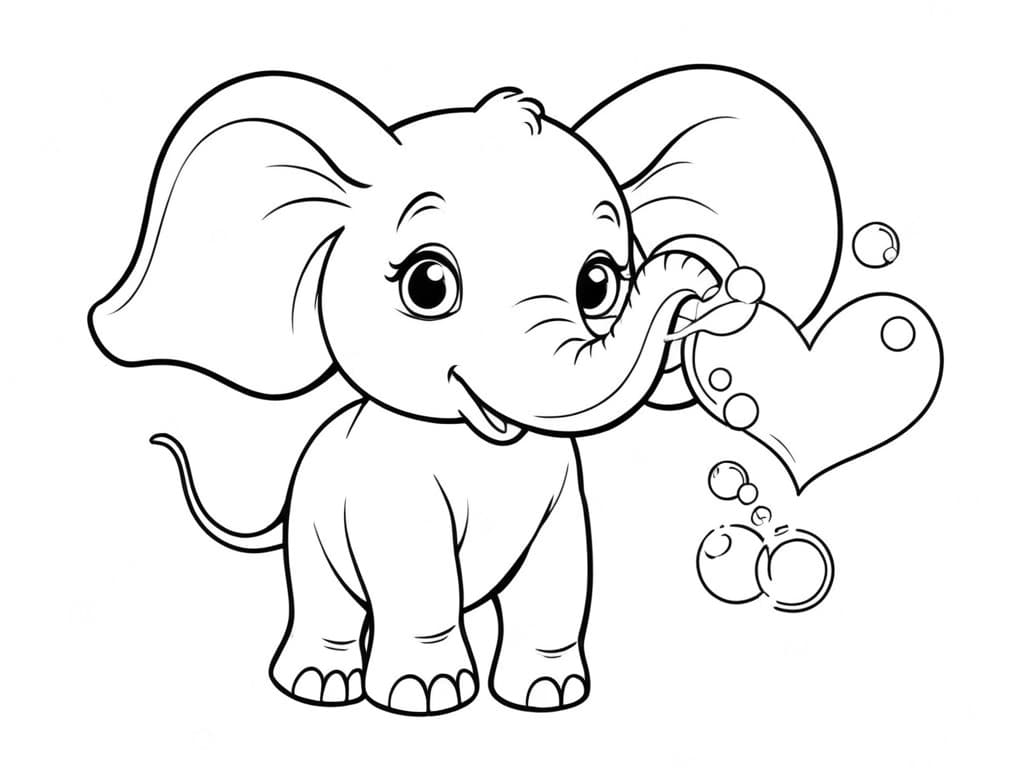 Elefante che fa bolle di sapone da colorare