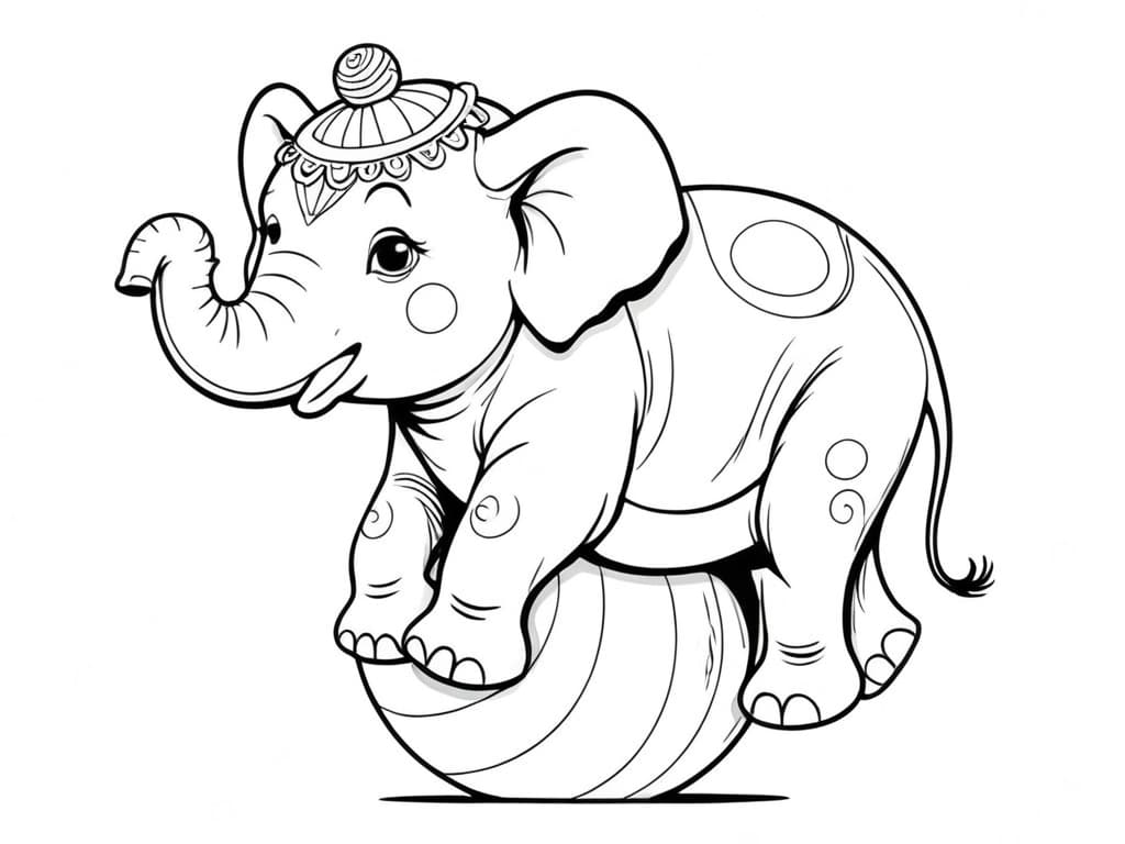 Elefante su una palla da colorare