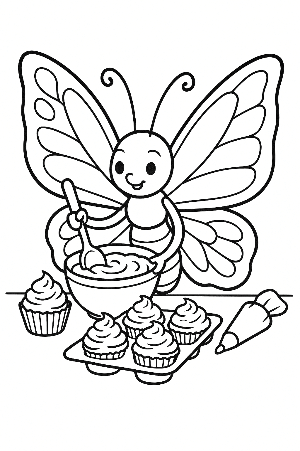 Farfalla con cupcake da colorare