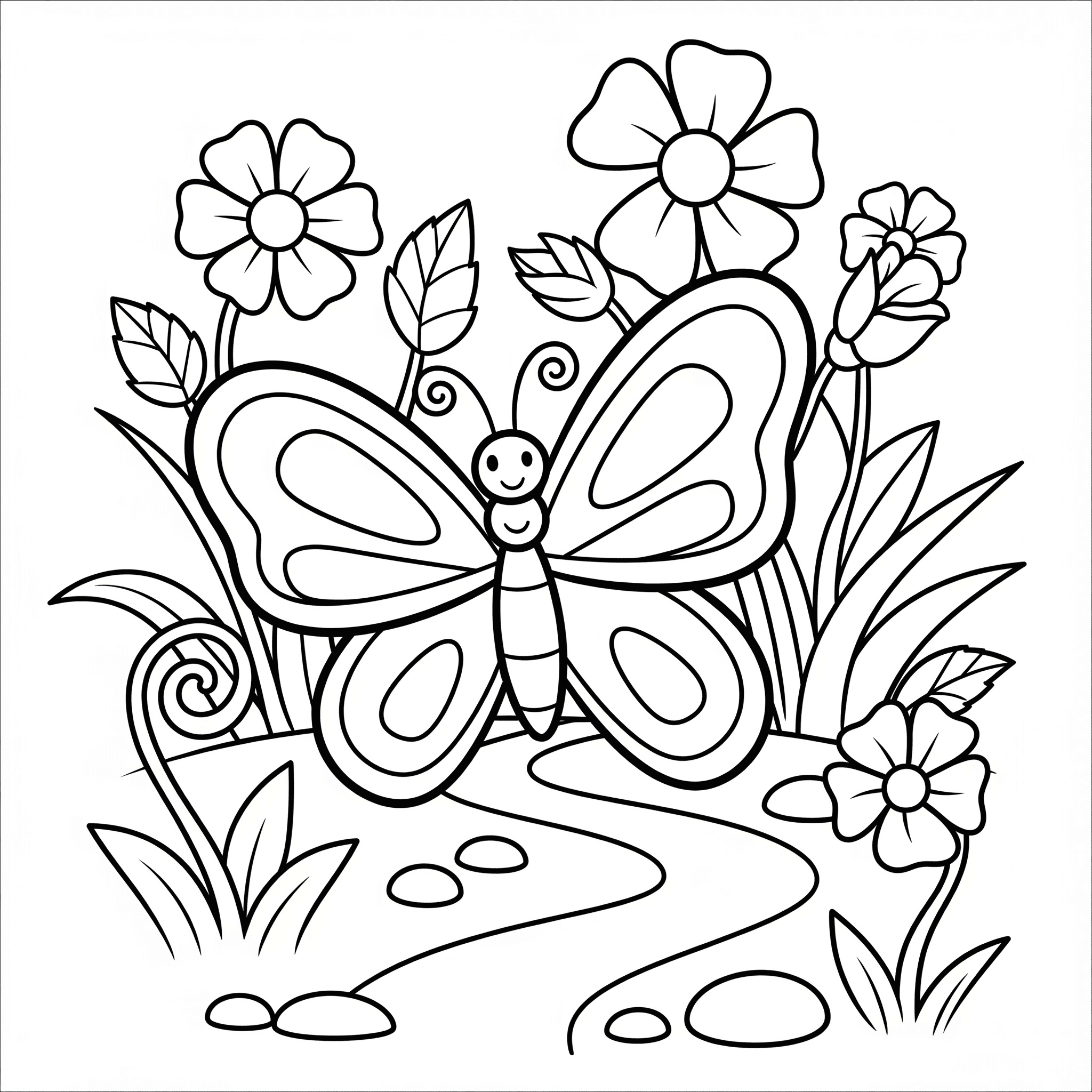 Farfalla e fiori da colorare