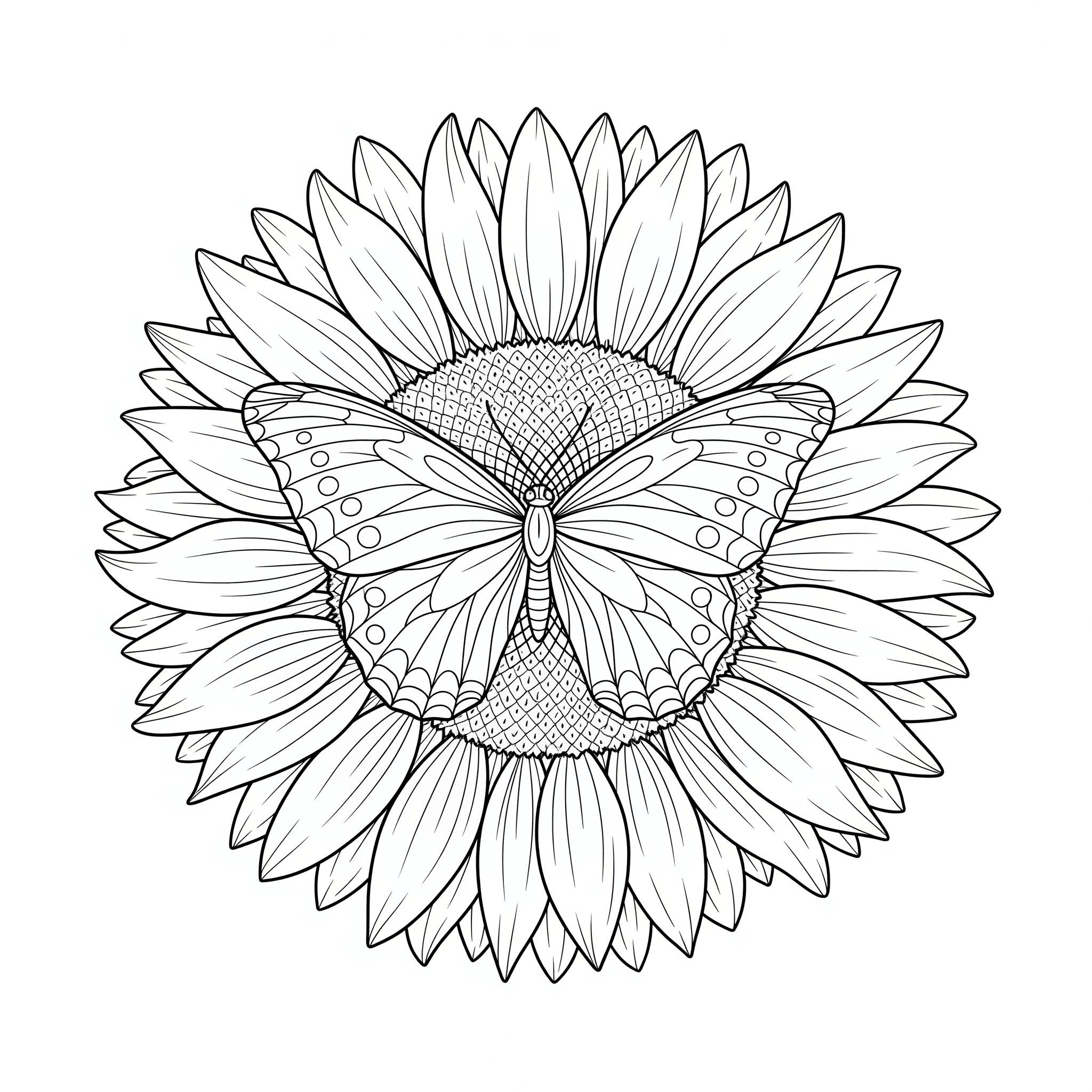 Farfalla e girasole da colorare