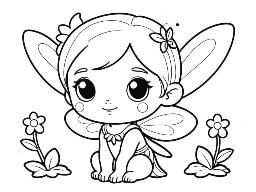 Piccola fata seduta da colorare