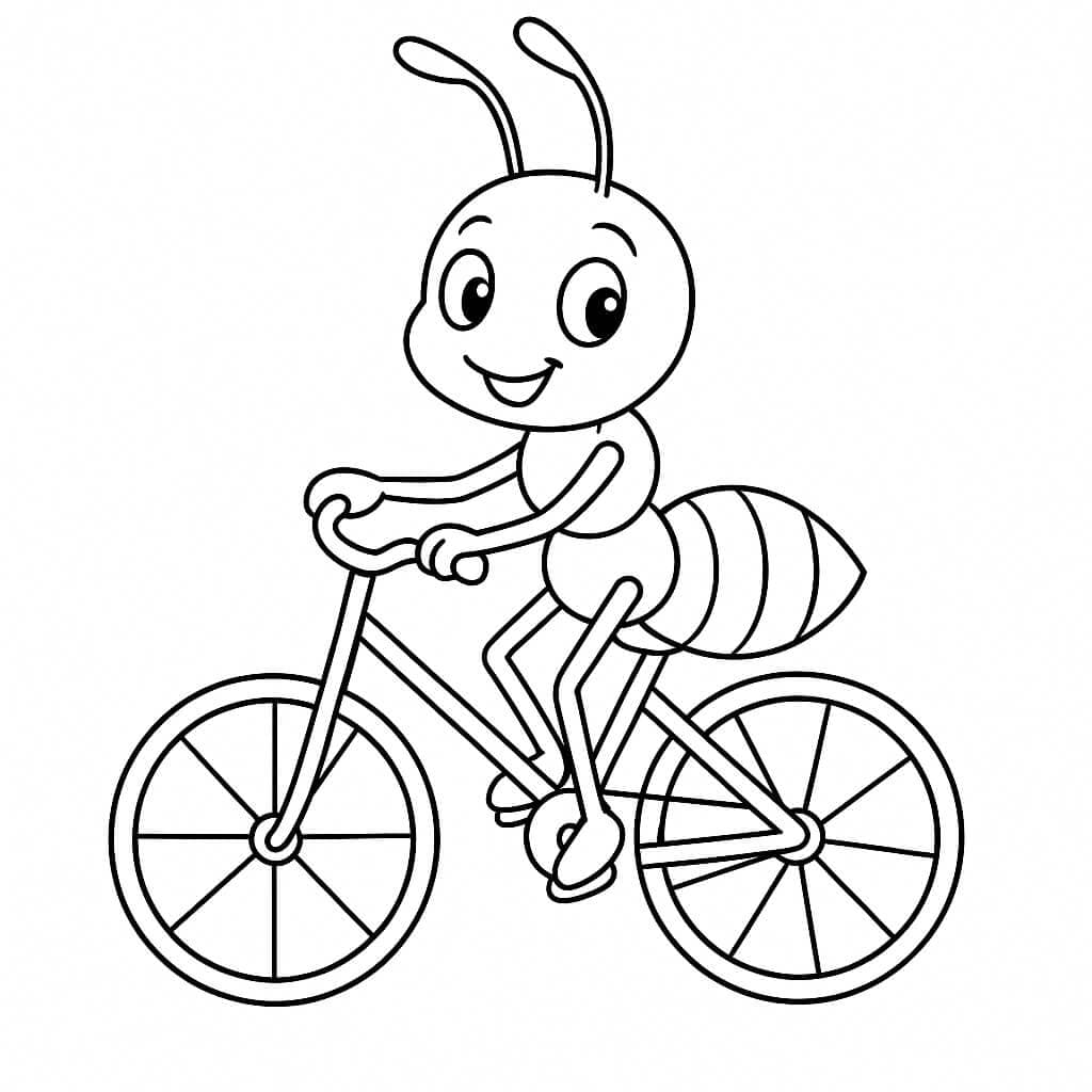 Formica in bicicletta da colorare