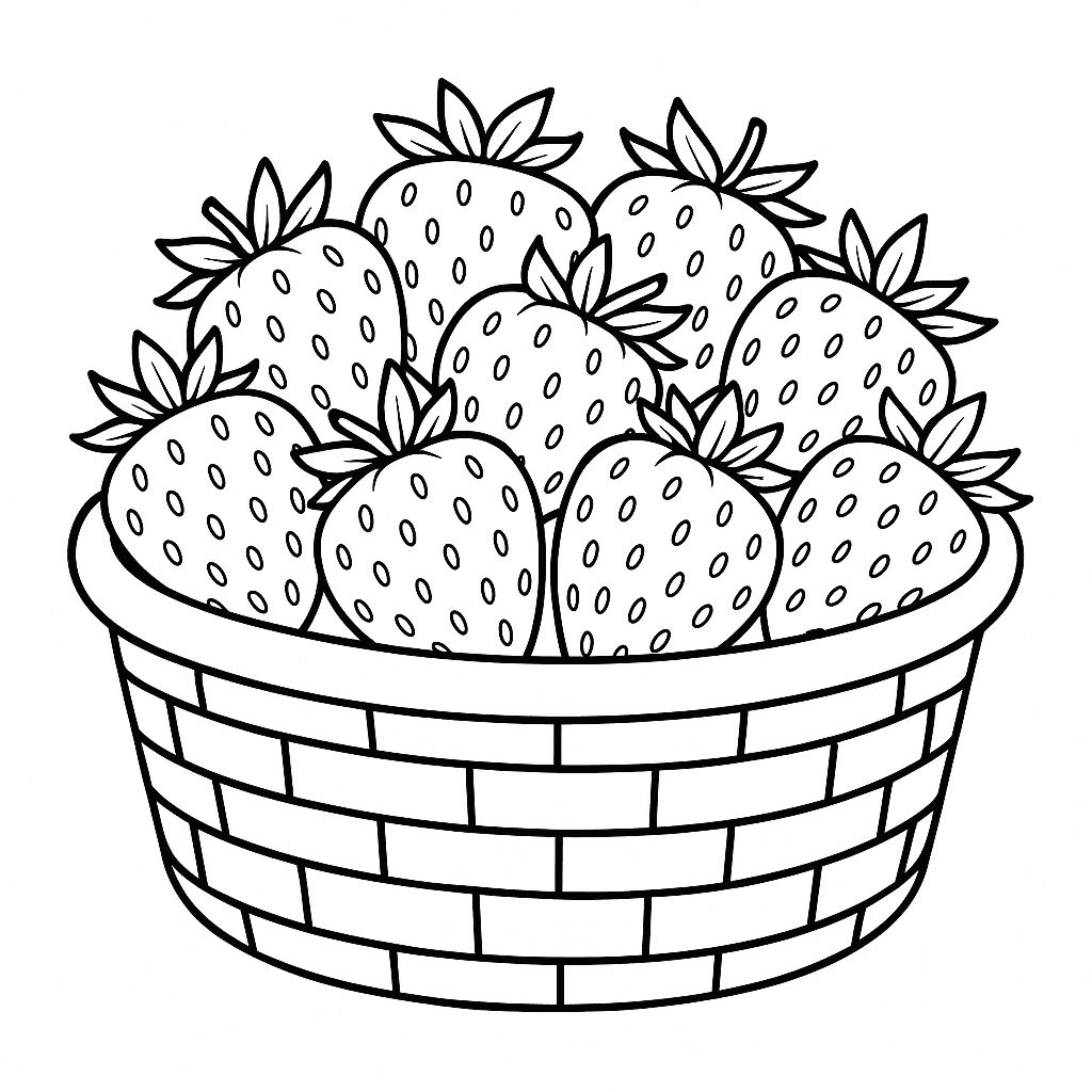 Cesto di fragole da colorare
